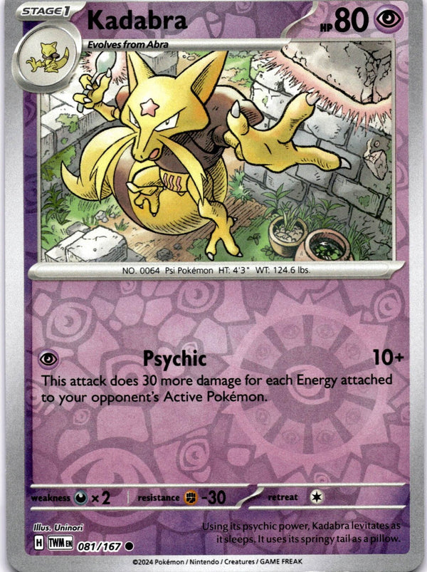 Pokemon Kadabra 081/167 Twilight Masquerade Reverse Holo NM