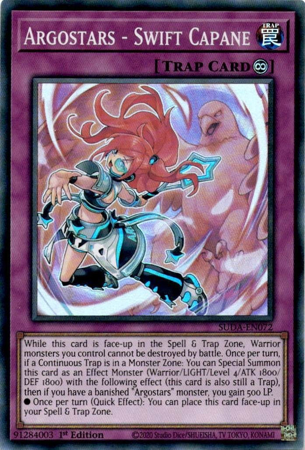 Yugioh Argostars - Swift Capane SUDA-EN072 Super Rare 1st Edition NM