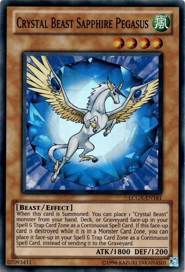 Yugioh Crystal Beast Sapphire Pegasus LCGX-EN161 Super Rare Unlimited Edition MP