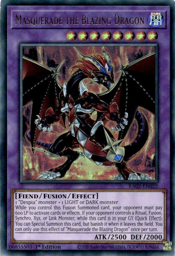 Yugioh Masquerade the Blazing Dragon RA02-EN022 Ultra Rare 1st Edition NM