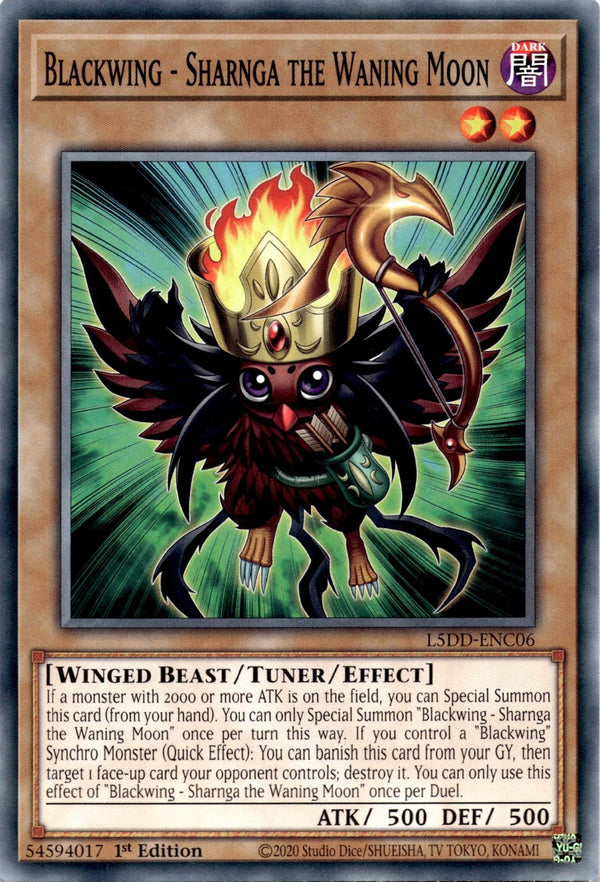 Yugioh Blackwing - Sharnga the Waning Moon L5DD-ENC06 Common 1st Edition NM