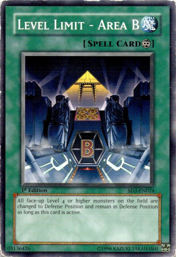 Yugioh Level Limit - Area B SD3-EN024 Common 1st Edition HP