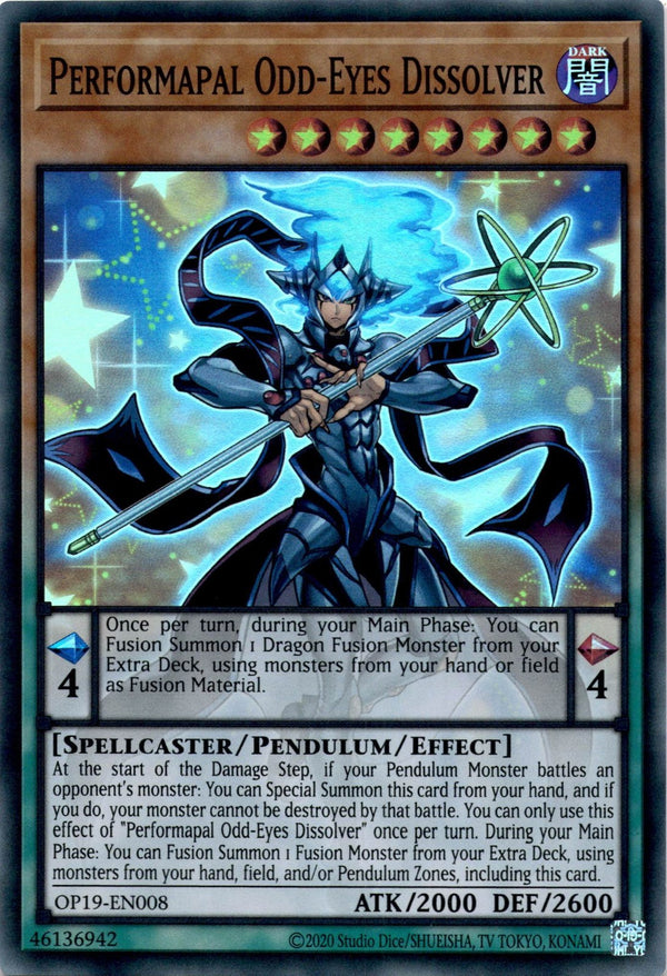 Yugioh Performapal Odd-Eyes Dissolver OP19-EN008 Super Rare Unlimited Edition NM