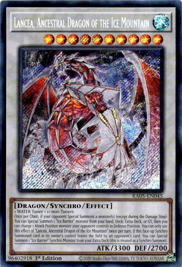 Yugioh Lancea, Ancestral Dragon of the Ice Mountain RA05-EN045 NA Print SCR NM