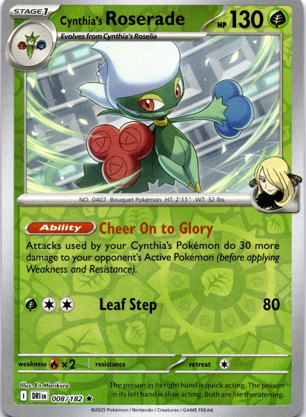 Pokemon Cynthia's Roserade 008/182 Destined Rivals Reverse Holo NM