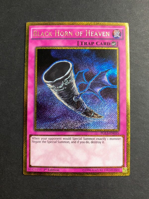 Yugioh Black Horn of Heaven PGL3-EN035 Premium Gold Rare 1st Edition LP