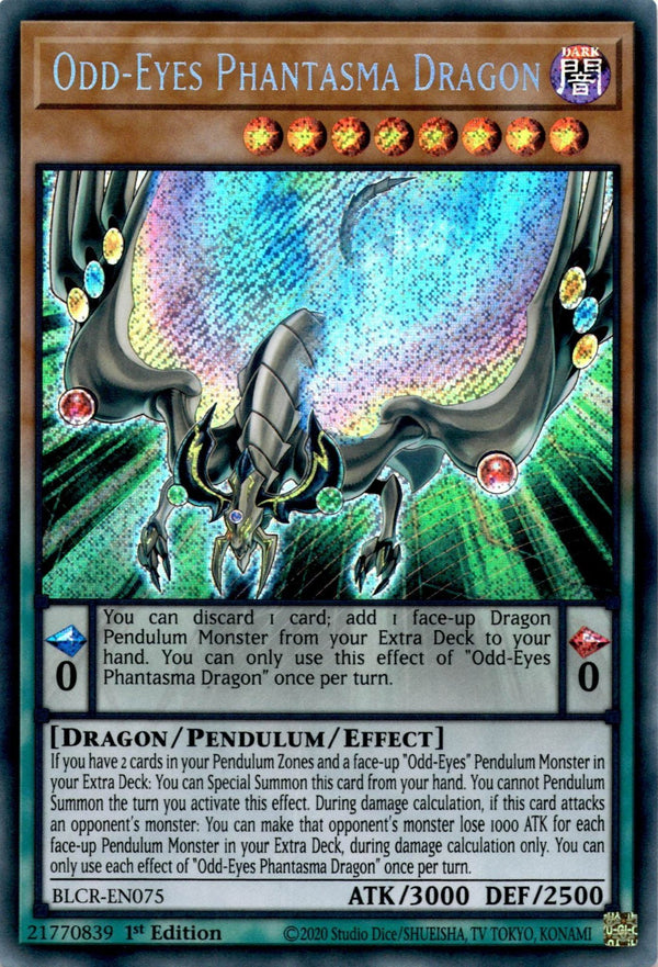 Yugioh Odd-Eyes Phantasma Dragon BLCR-EN075 Secret Rare 1st Edition NM