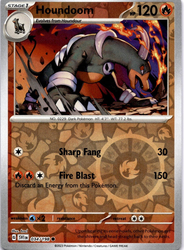 Pokemon Houndoom 034/198 Scarlet Violet Base Reverse Holo VLP/NM