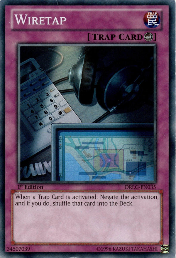Yugioh Wiretap DRLG-EN035 Super Rare 1st Edition LP