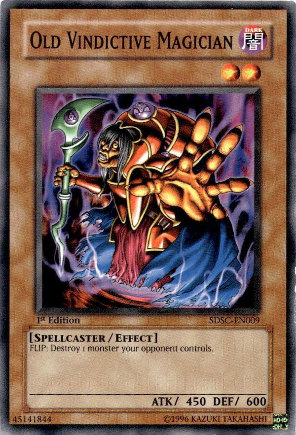 Yugioh Old Vindictive Magician SDSC-EN009 Common 1st Edition LP