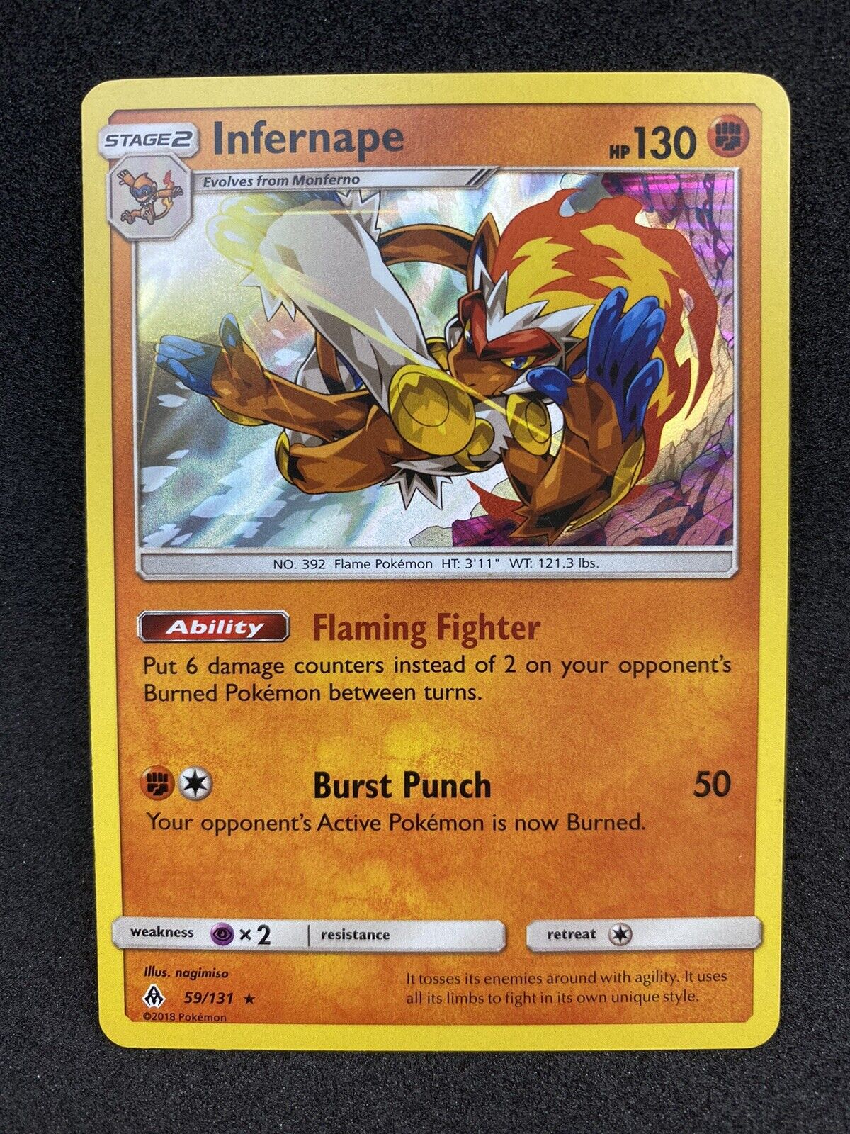 Pokemon Infernape 59/131 Holo Rare SM Forbidden Light VLP-NM