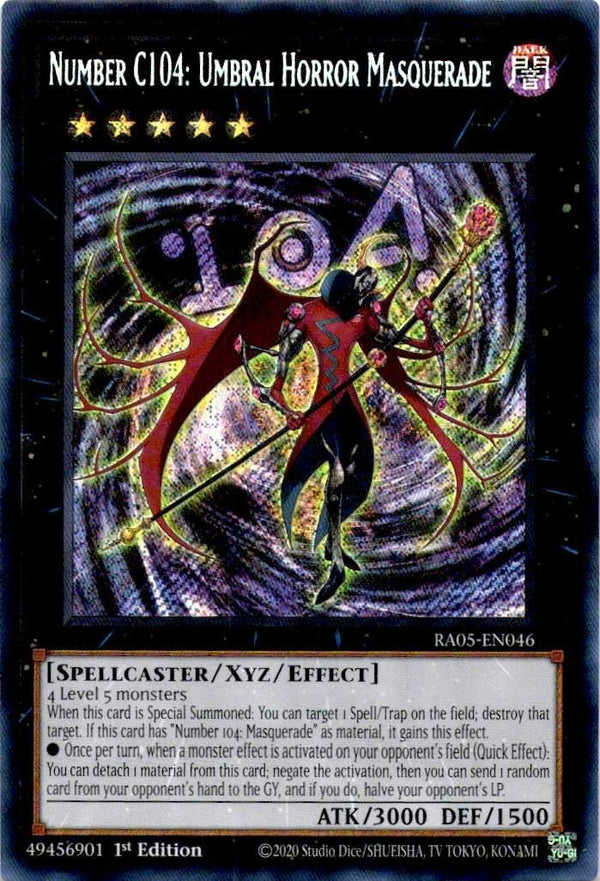 Yugioh Number C104: Umbral Horror Masquerade RA05-EN046 NA Print Secret Rare NM