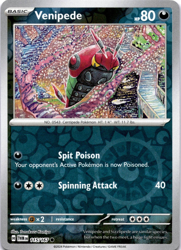 Pokemon Venipede 115/167 Twilight Masquerade Reverse Holo NM