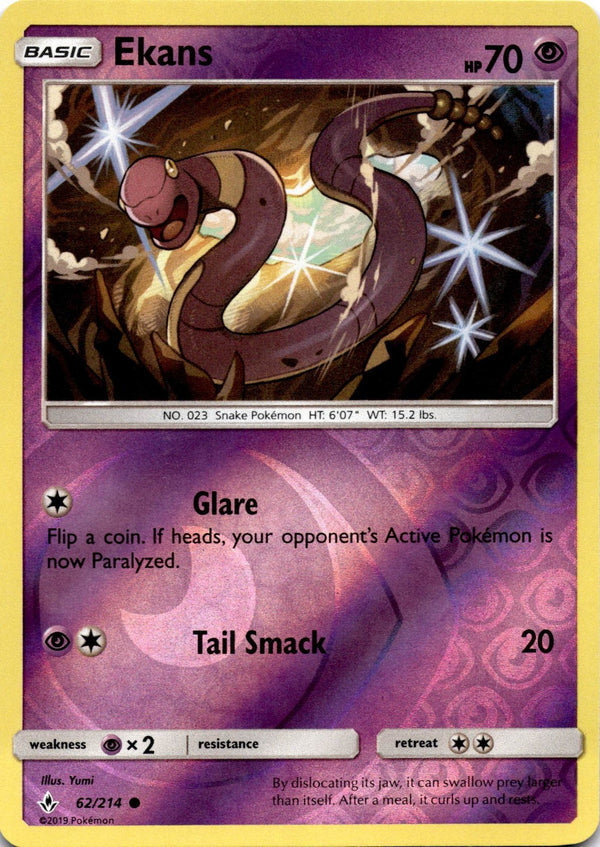 Pokemon Ekans 62/214 Unbroken Bonds Reverse Holo NM