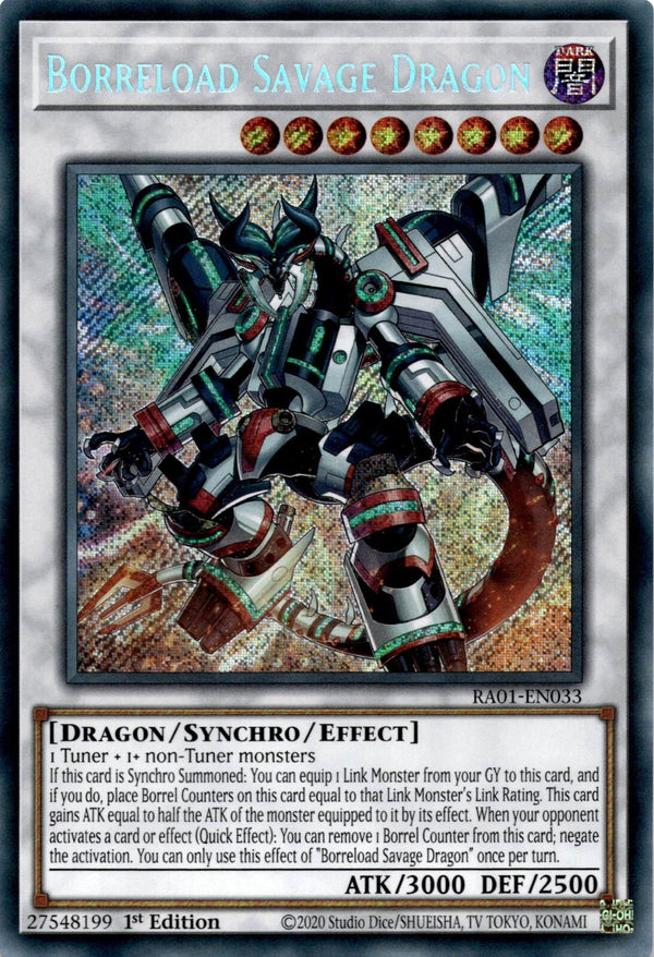 Yugioh Borreload Savage Dragon RA01-EN033 Secret Rare 1st Edition NM
