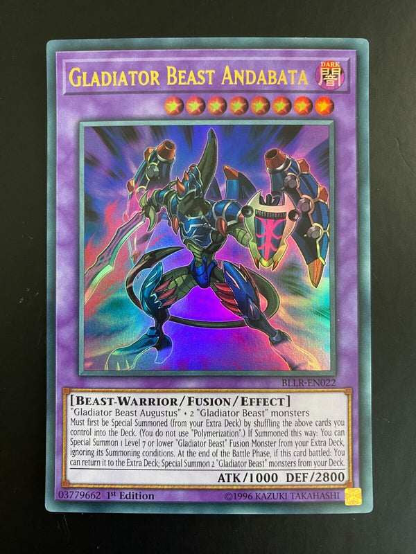 Yugioh Gladiator Beast Andabata BLLR-EN022 Ultra Rare 1st Edition NM