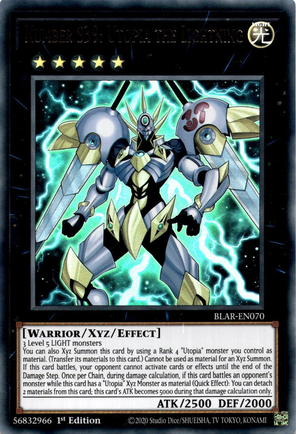 Yugioh Number S39: Utopia the Lightning BLAR-EN070 Ultra Rare 1st Edition NM