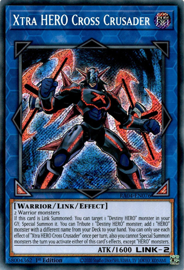 Yugioh Xtra HERO Cross Crusader RA04-EN076 Secret Rare 1st Edition NM
