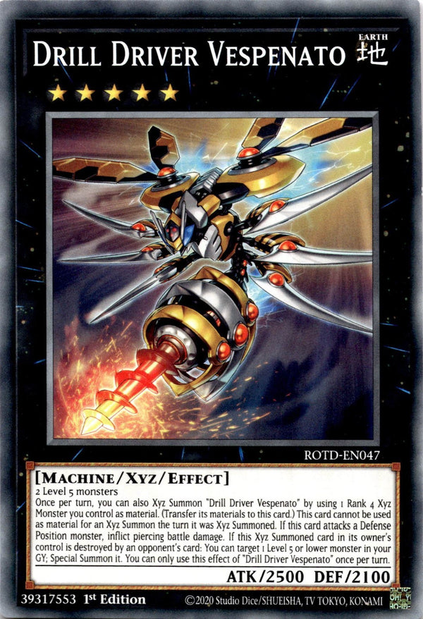 Yugioh Drill Driver Vespenato ROTD-EN047 Common 1st Edition NM