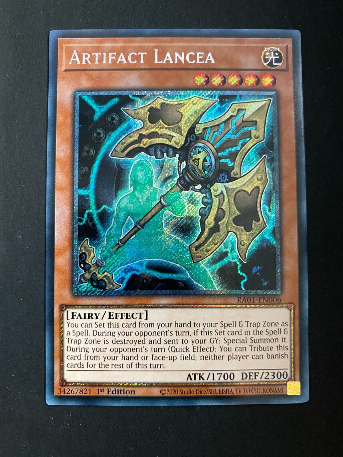 Yugioh Artifact Lancea RA01-EN006 Platinum Secret Rare 1st Edition NM