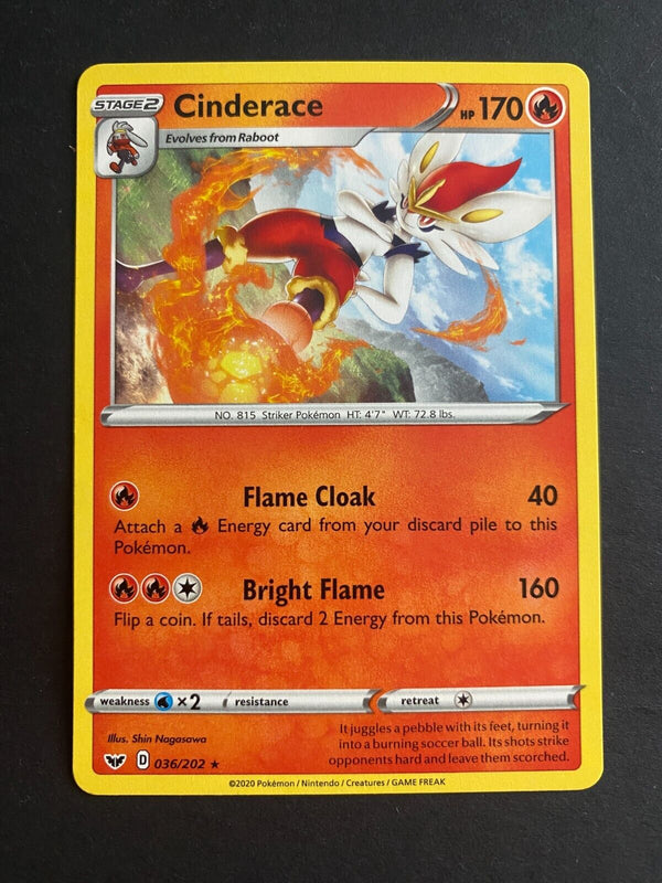Pokemon Cinderace 036/202 Sword Shield Base Rare Non Holo NM