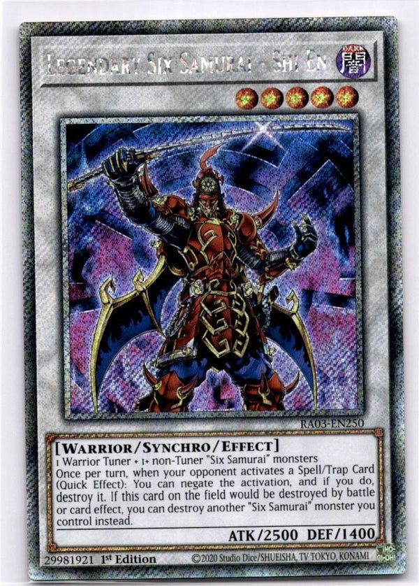 Yugioh Legendary Six Samurai - Shi En RA03-EN250 Platinum Secret Rare 1st Ed NM