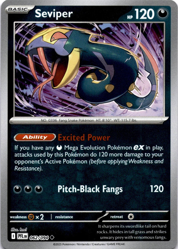 Pokemon Seviper 062/094 Phantasmal Flames Reverse Holo NM