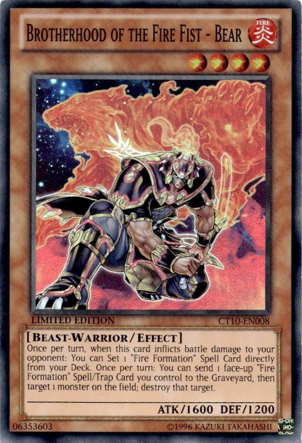 Yugioh Brotherhood of the Fire Fist - Bear CT10-EN008 Super Rare Limited Ed MP