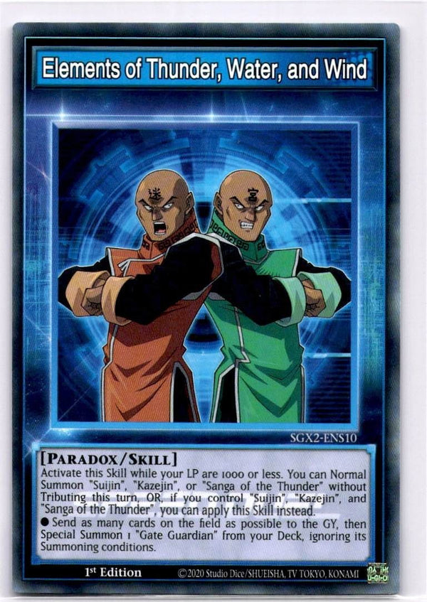 Yugioh Elements of Thunder, Water, and Wind SGX2-ENS10 Common 1st Edition NM