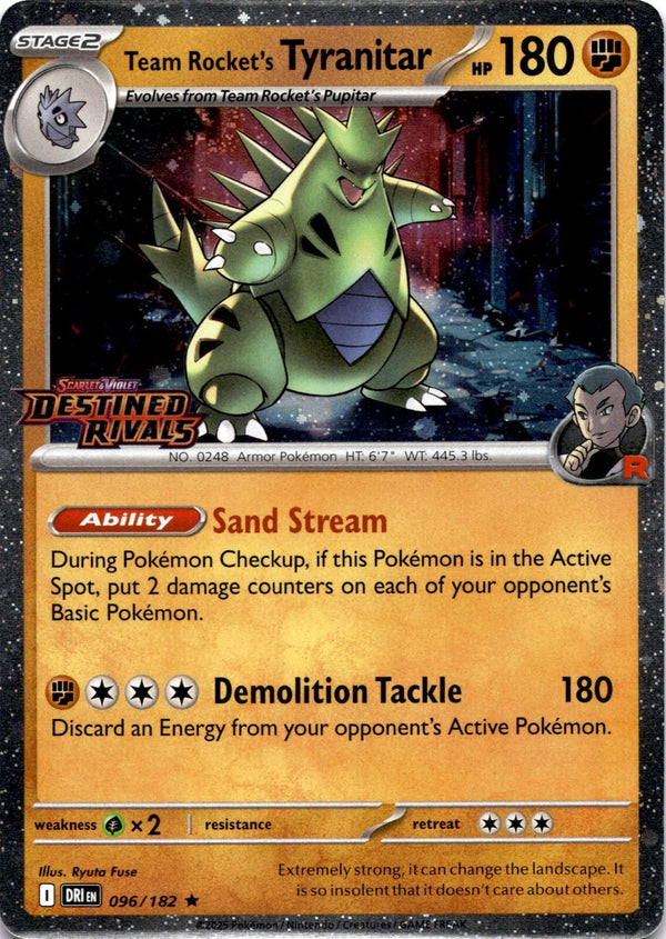 Pokemon Team Rocket's Tyranitar 096/182 Destined Rivals Stamped Prerelease Holo