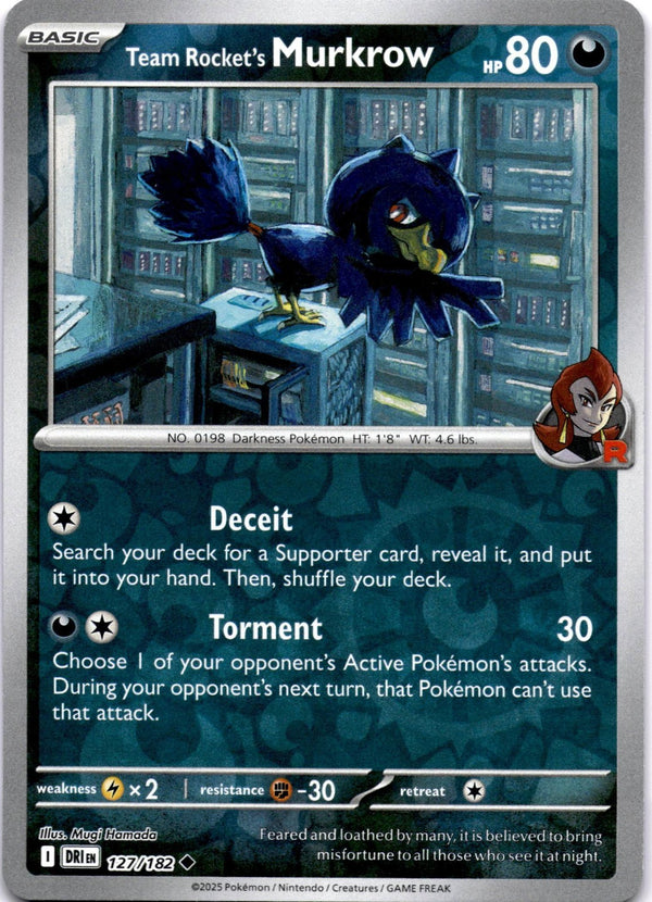 Pokemon Team Rocket's Murkrow 127/182 Destined Rivals Reverse Holo NM