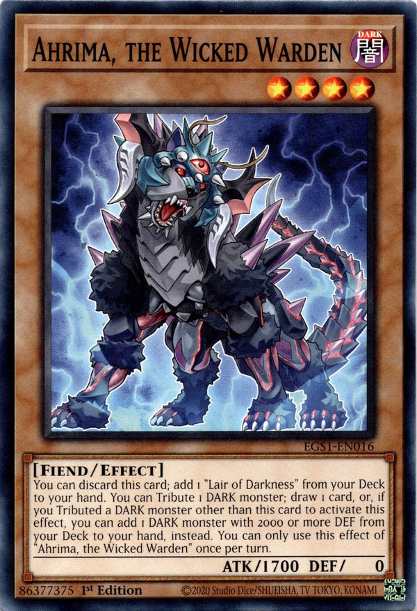 Yugioh Ahrima, the Wicked Warden EGS1-EN016 Common 1st Edition NM