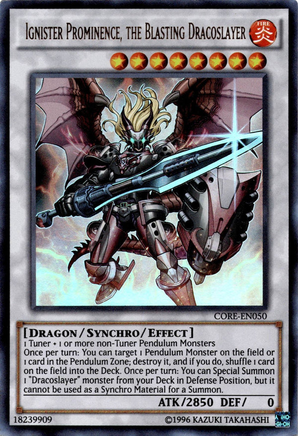 Yugioh Ignister Prominence, the Blasting Dracoslayer CORE-EN050 Ultra Rare LP