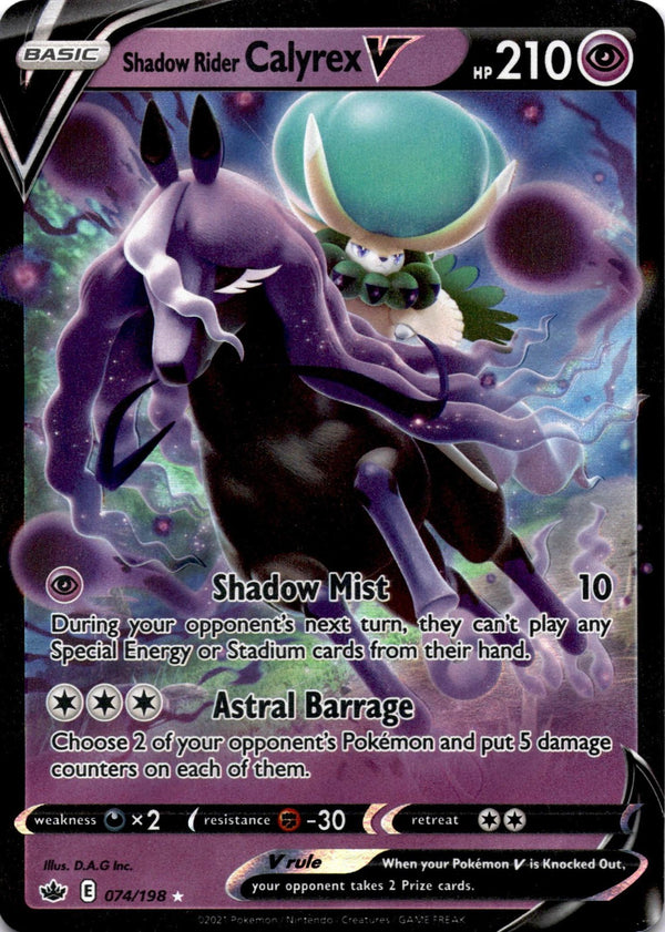 Pokemon Shadow Rider Calyrex V 074/198 Chilling Reign Full Art Holo NM
