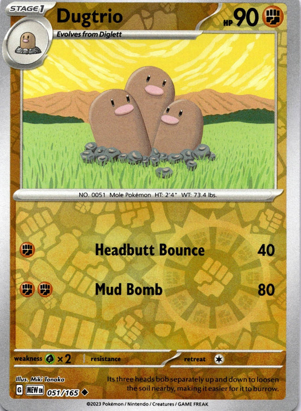Pokemon Dugtrio 051/165 Pokemon 151 Reverse Holo NM