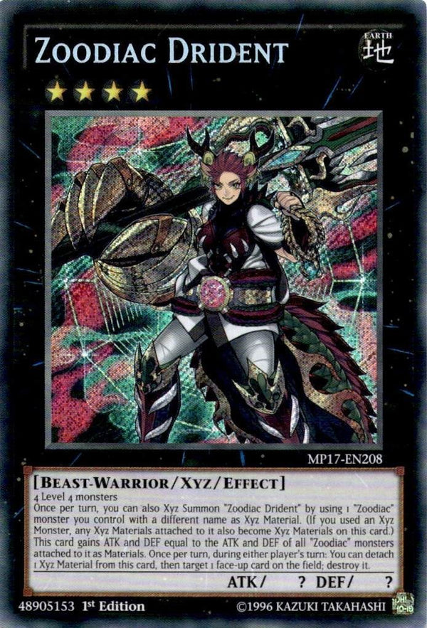 Yugioh Zoodiac Drident MP17-EN208 Secret Rare 1st Edition LP