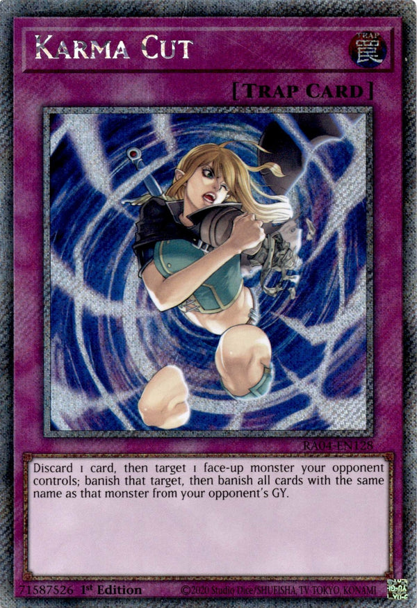 Yugioh Karma Cut RA04-EN128 Platinum Secret Rare 1st Edition VLP/NM