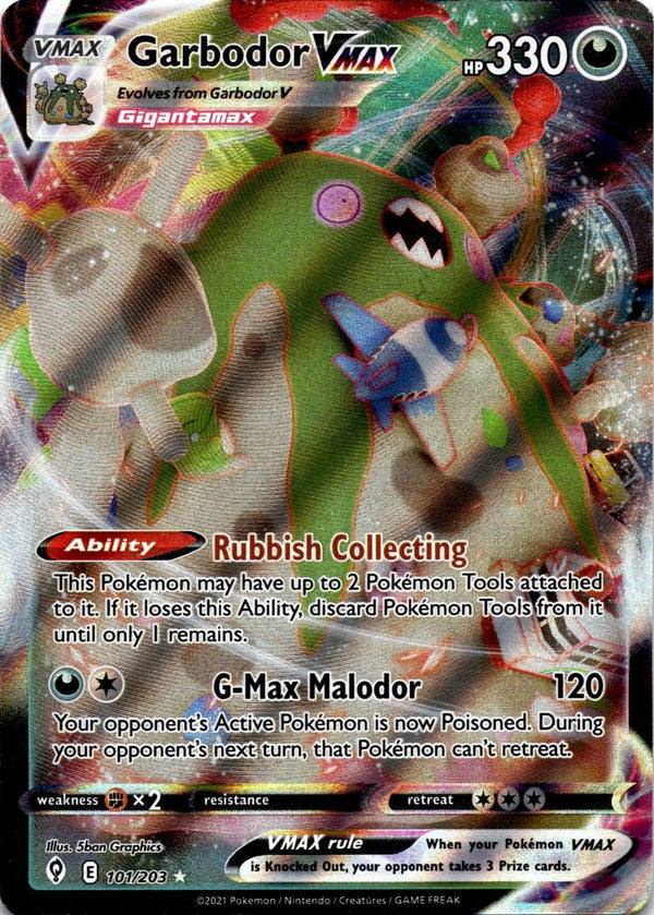 Pokemon Garbodor VMAX 101/203 Evolving Skies Full Art Holo NM