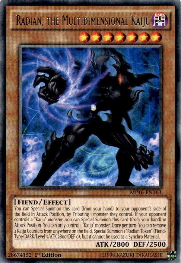 Yugioh Radian, the Multidimensional Kaiju MP16-EN163 Rare 1st Edition VLP/NM