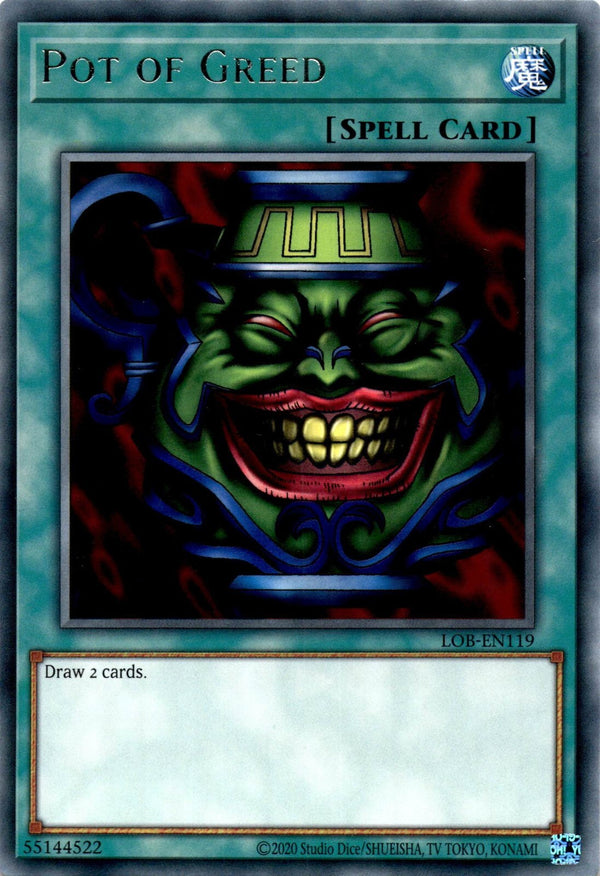 Yugioh Pot of Greed LOB-EN119 Rare Unlimited Edition NM