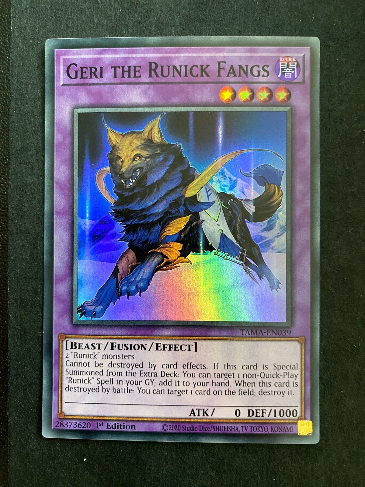 Yugioh Geri the Runick Fangs TAMA-EN039 Super Rare 1st Edition NM