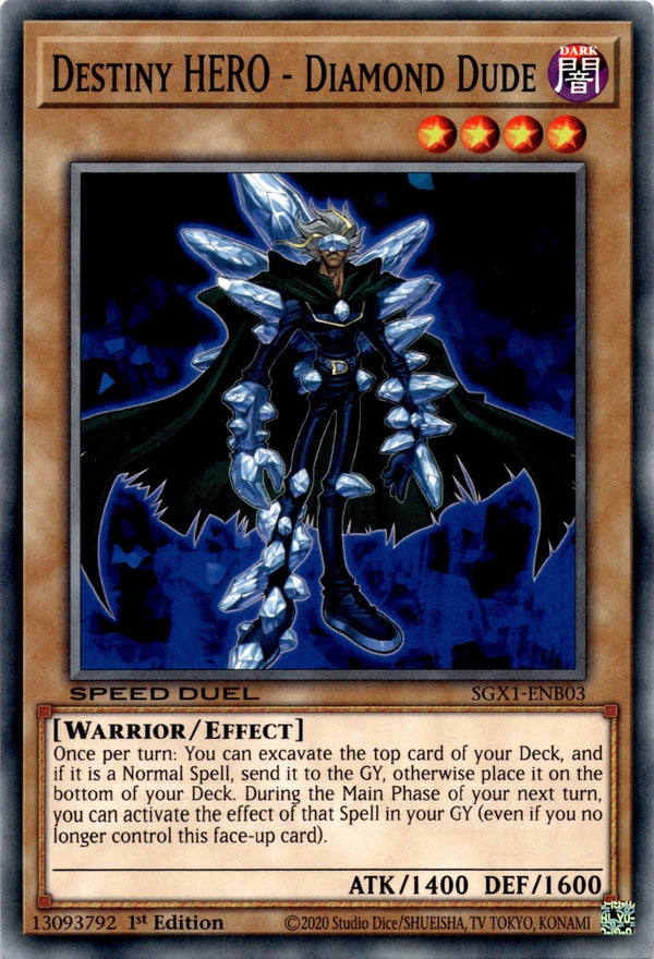 Yugioh Destiny HERO - Diamond Dude SGX1-ENB03 Speed Duel Common 1st Edition NM