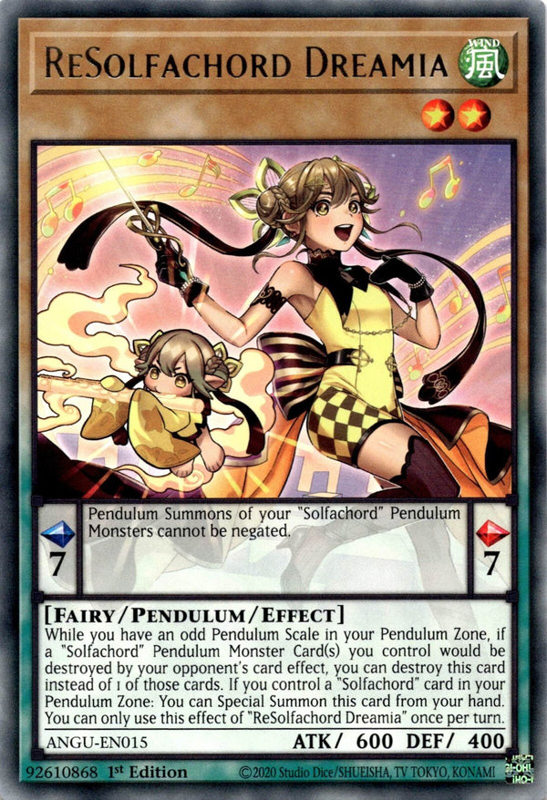 Yugioh ReSolfachord Dreamia ANGU-EN015 Rare 1st Edition NM