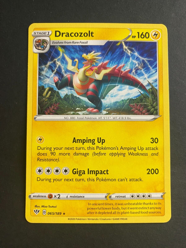 Pokemon Dracozolt 065/189 Darkness Ablaze Rare Non Holo NM