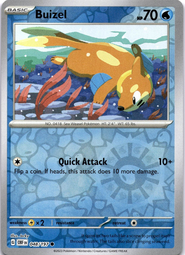 Pokemon Buizel 048/197 Obsidian Flames Reverse Holo NM