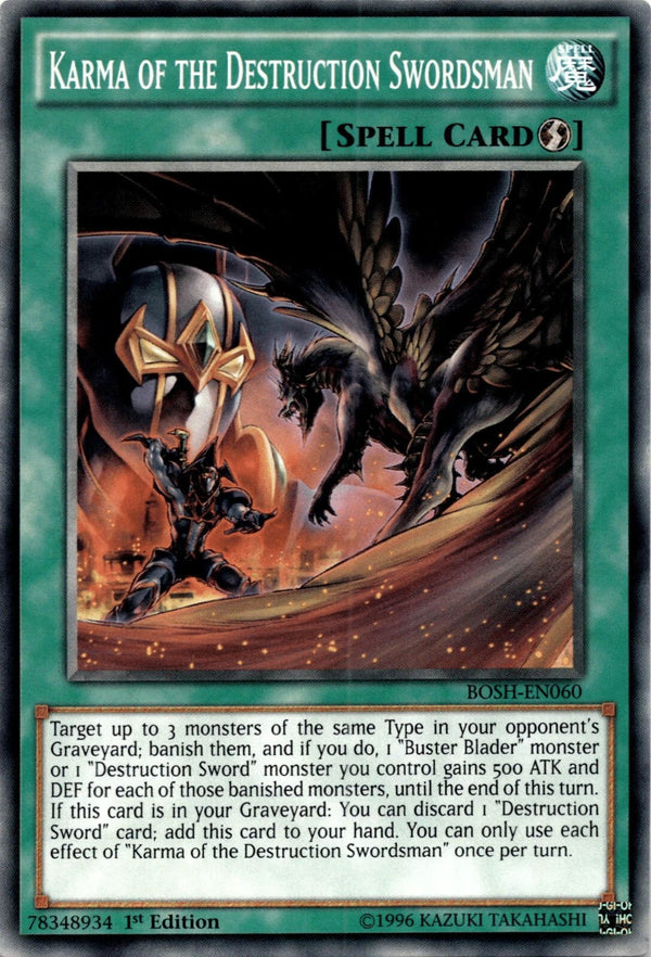 Yugioh Karma of the Destruction Swordsman BOSH-EN060 Common 1st Edition NM