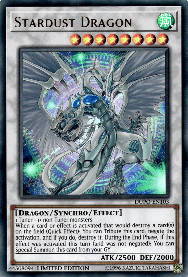 Yugioh Stardust Dragon DUPO-EN103 Ultra Rare Limited Edition LP