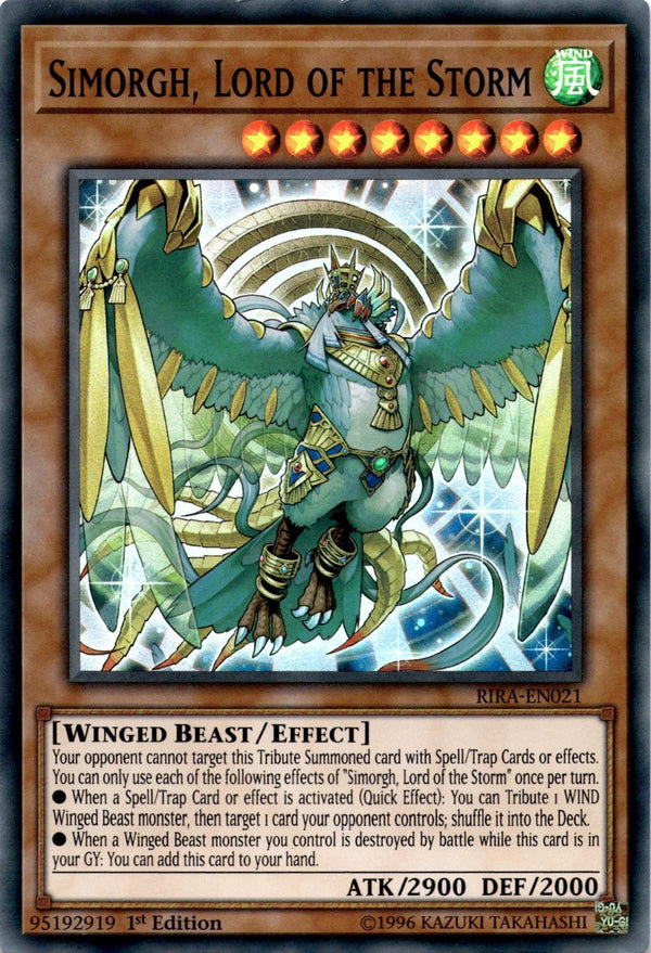 Yugioh Simorgh, Lord of the Storm RIRA-EN021 Super Rare 1st Edition LP