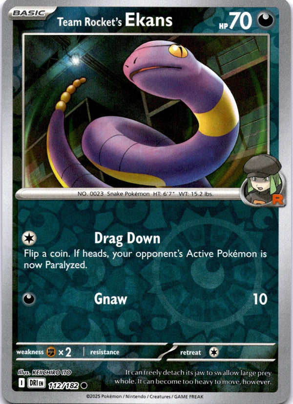 Pokemon Team Rocket's Ekans 112/182 Destined Rivals Reverse Holo NM