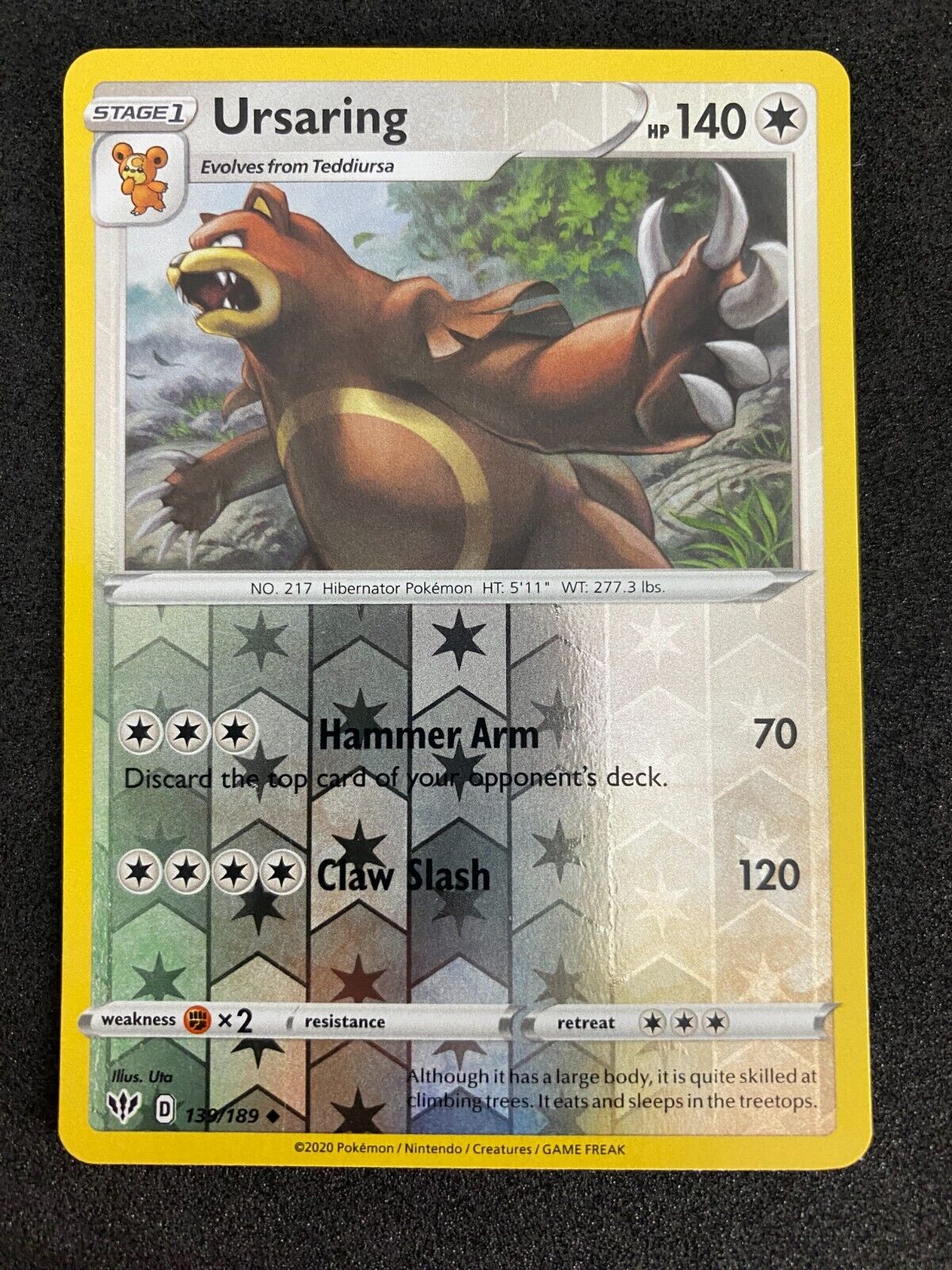 Pokemon Ursaring 139/189 Darkness Ablaze Reverse Holo NM-MINT